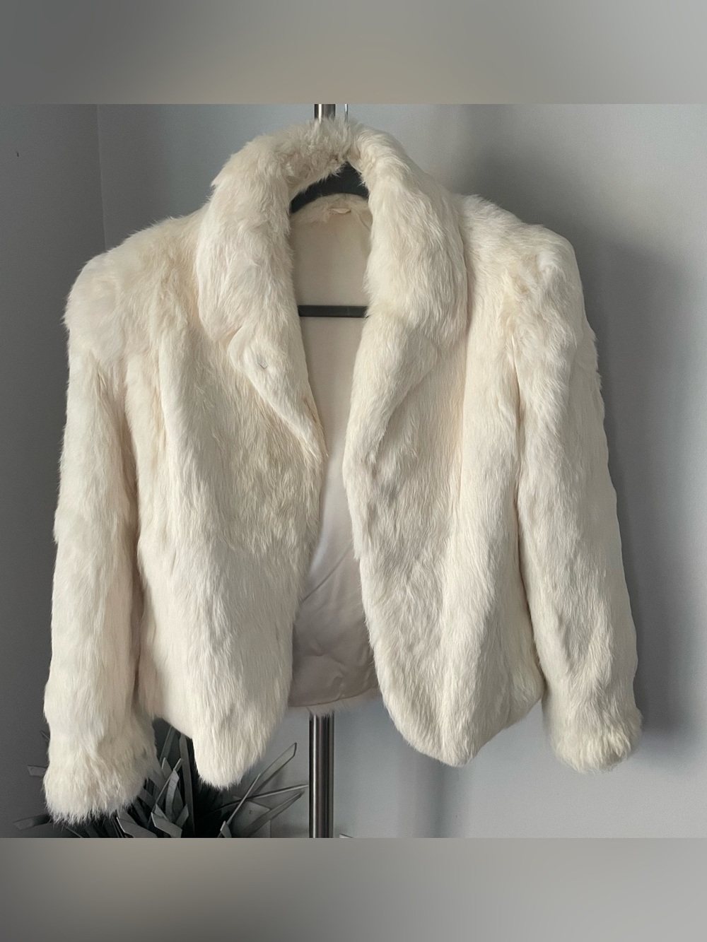 Vintage White 100% Genuine Rabbit Fur Jacket